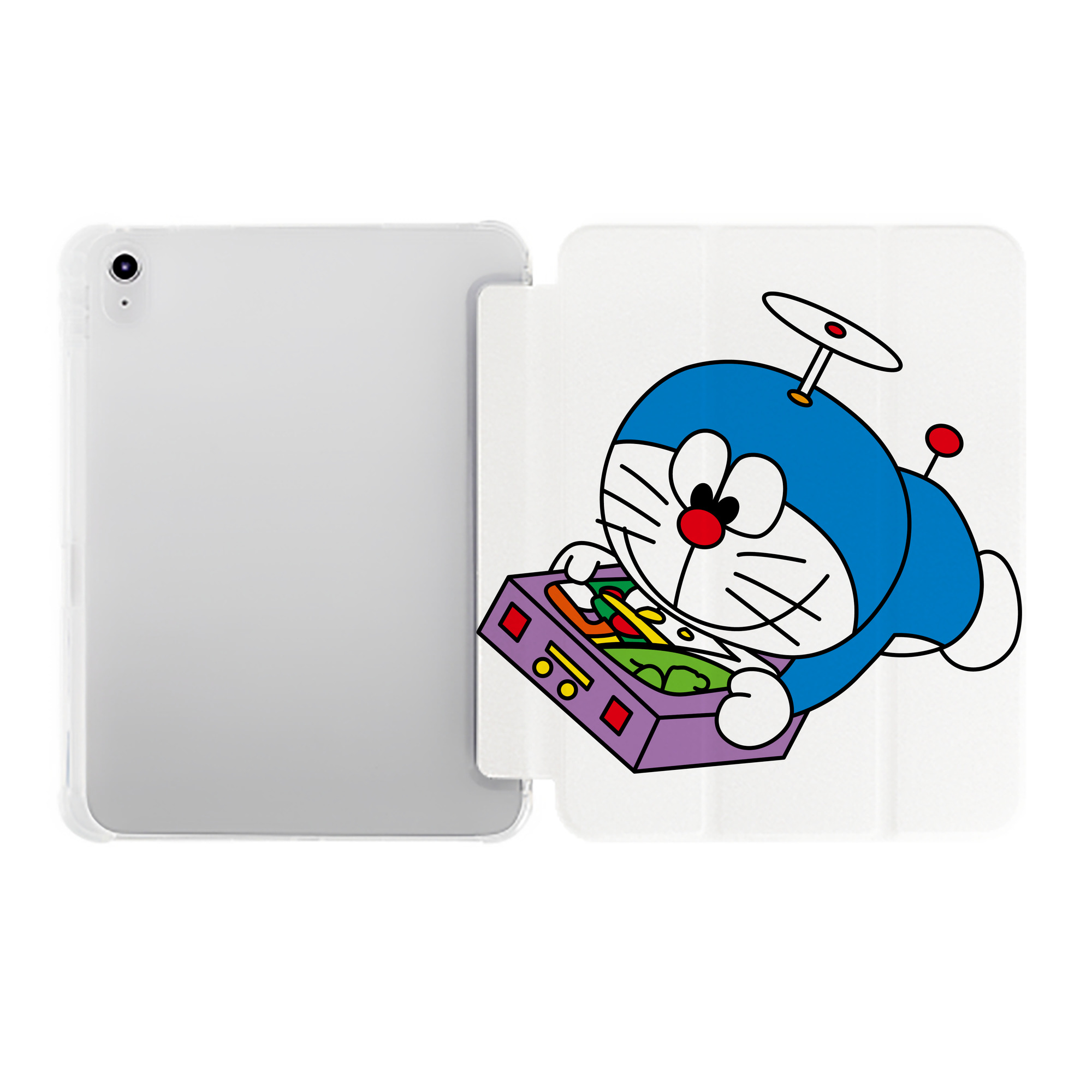 （画像用） ドラえもん Doraemon IPad ケース ペン収納付き 三つ折りスタンド PUレザー×シリコン 対応機種9.5/10.5/10.9インチ